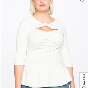 White Eloquii peplum bow top, size 16, NWT